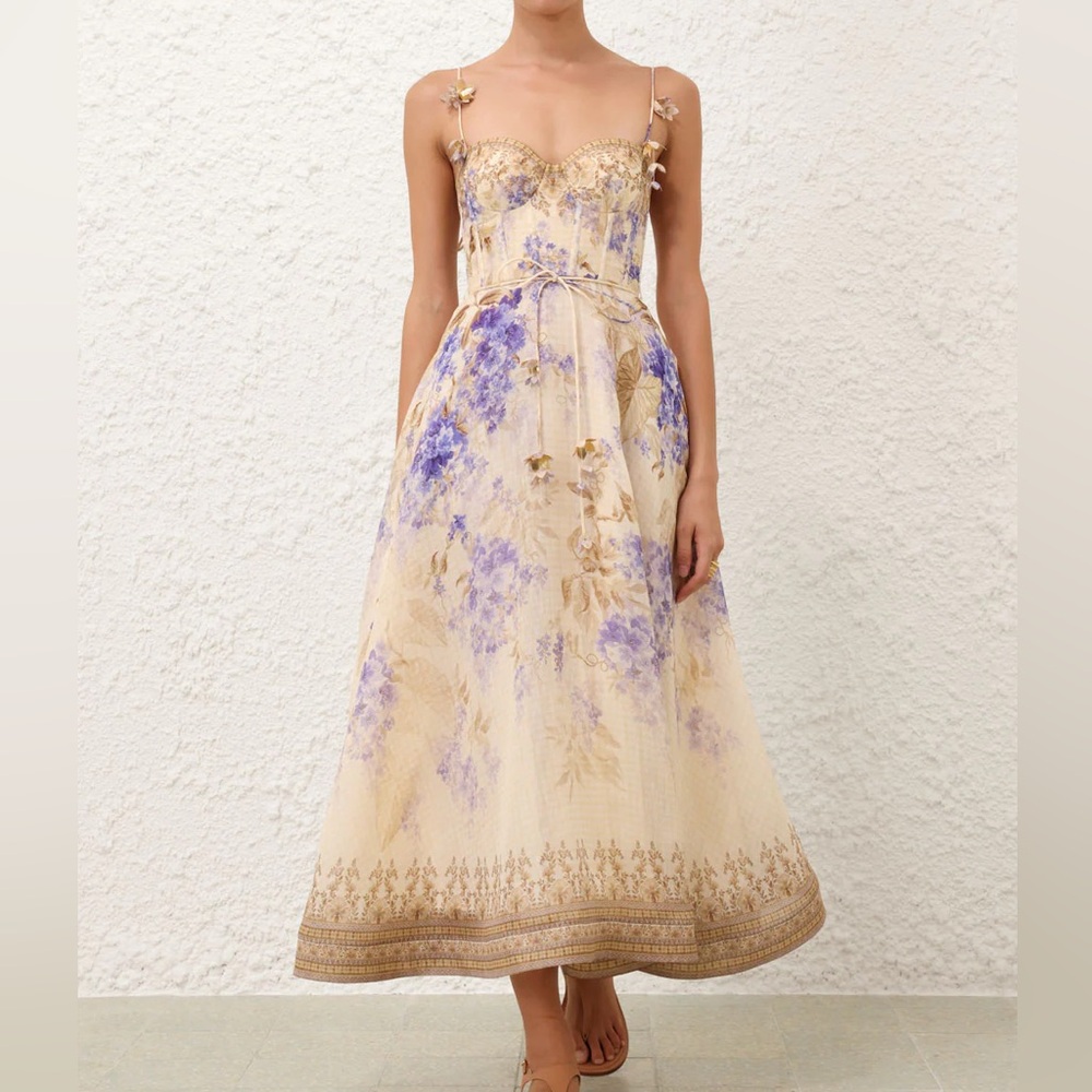 ZIMMERMANN Dawning Picnic Dress in Lilac Floral NWT AU 3/ US 10